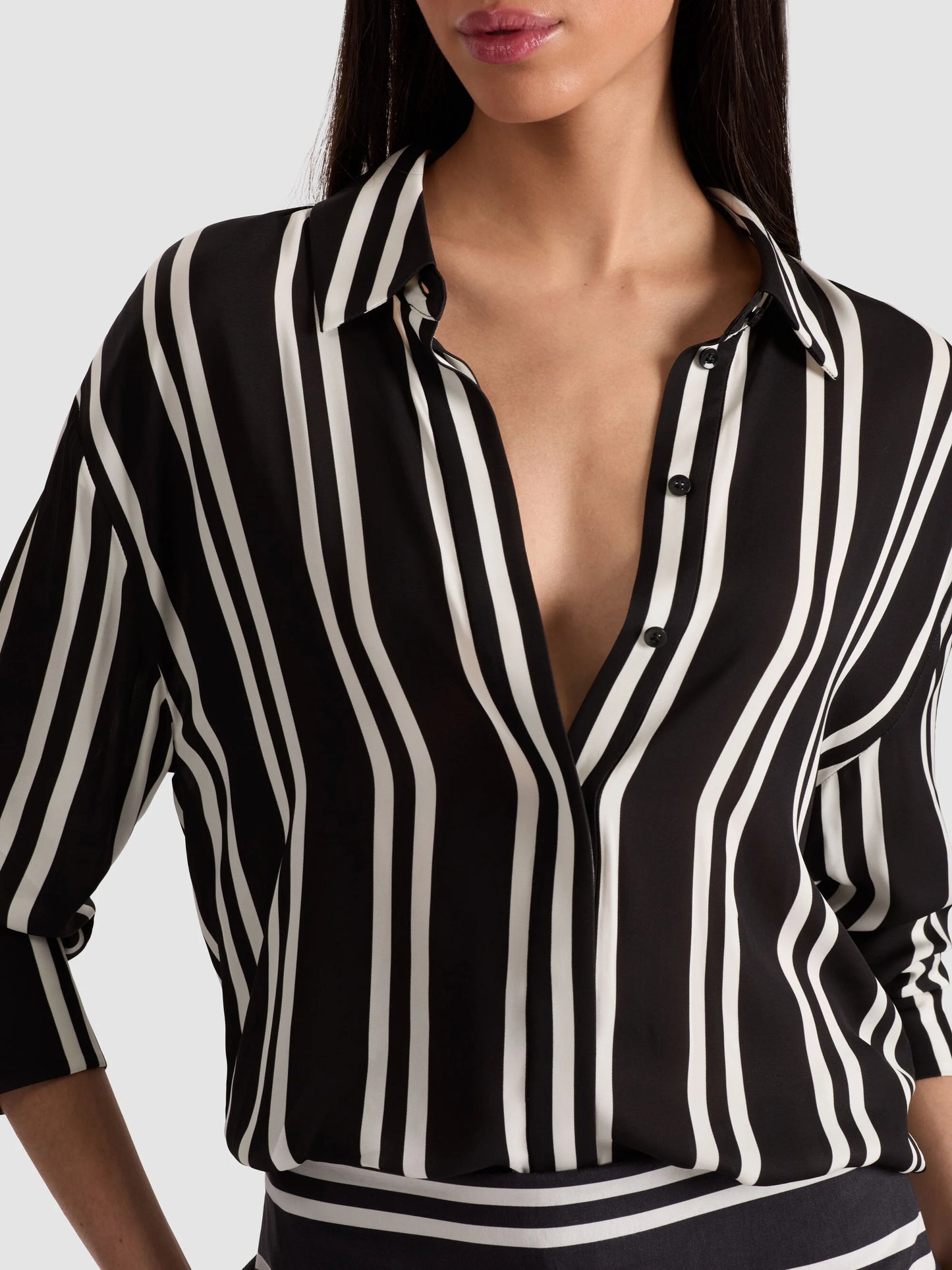Dimitra Oversized Button Down Paddleboard Stripe - Alice + Olivia