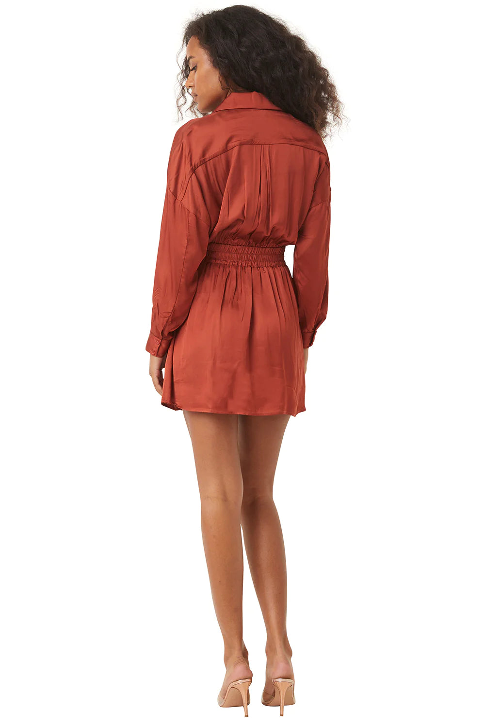 Danielle Dress Burnt Orange Satin - Misa