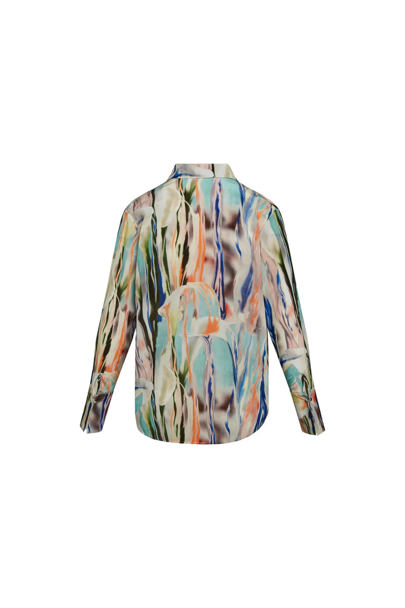 Catherine Gee - Daria French Cuff Silk Blouse Abstract Orchid