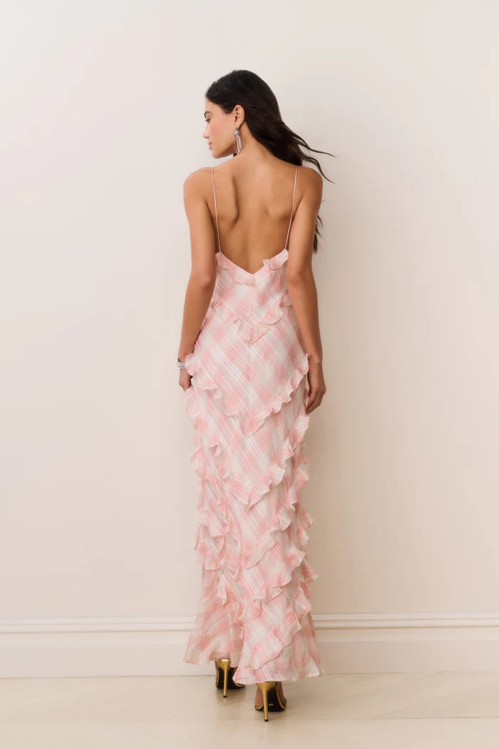 Ellietta Tartan Ruffle Maxi Dress Neapolitan - LoveShackFancy