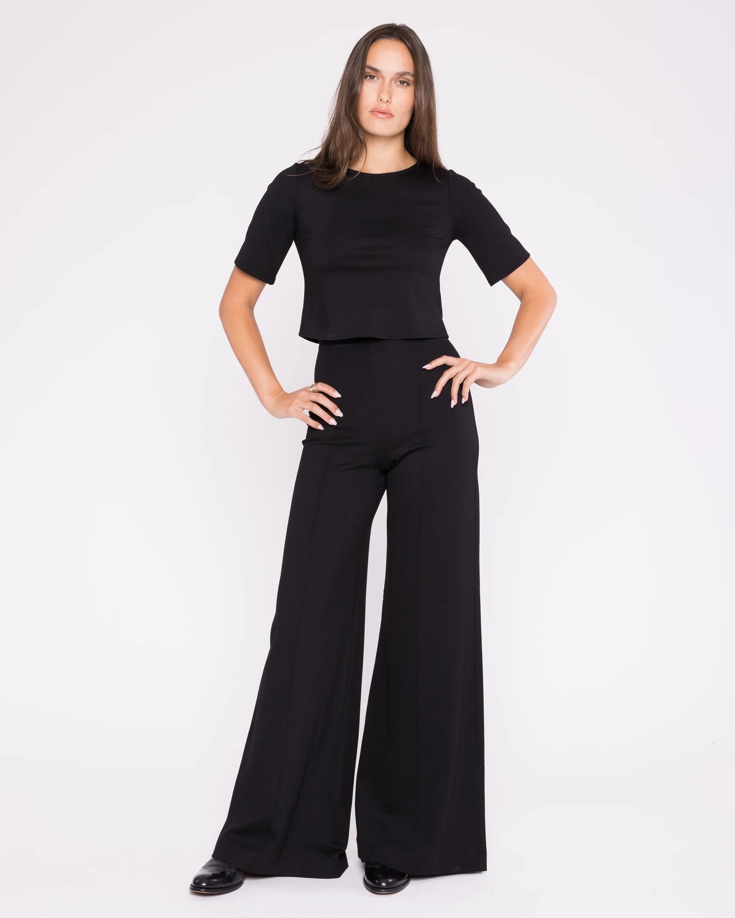 Ponte Knit Wide Leg Pant Black - Ripley Rader