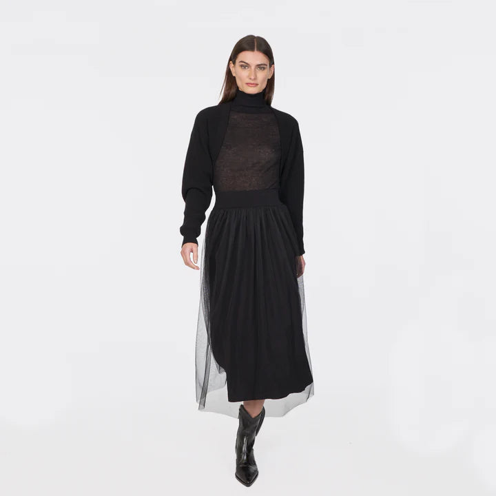 Gathered Skirt w Tulle Black Autumn Cashmere Jackie Z Style Co