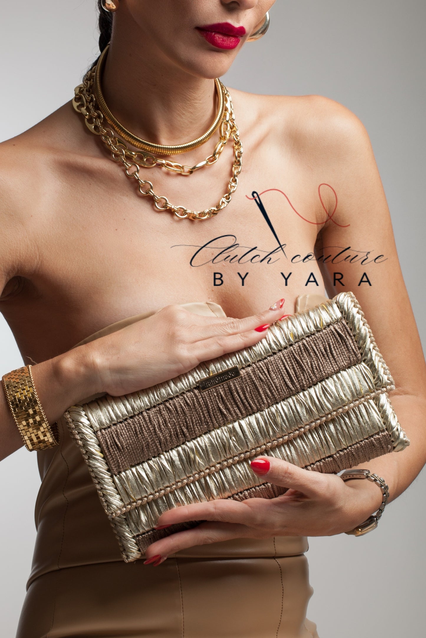 Handmade Clutch Gold - Clutch Couture By Yara