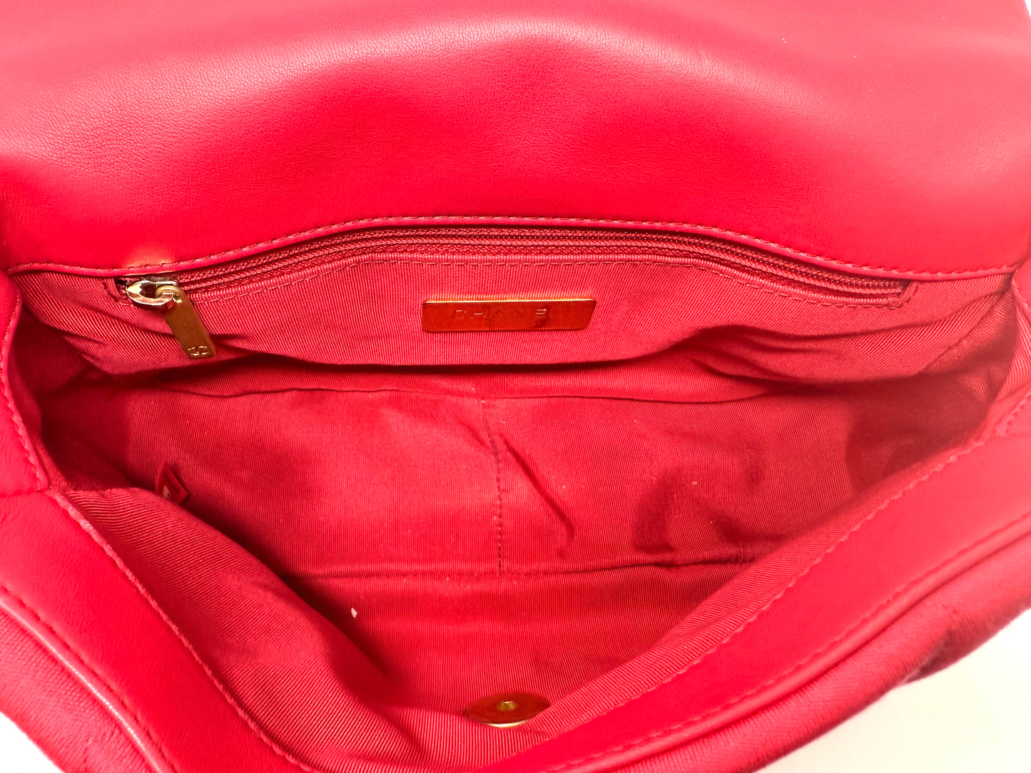 19 Flap Bag Quilted Jersey Medium Pink - Chanel