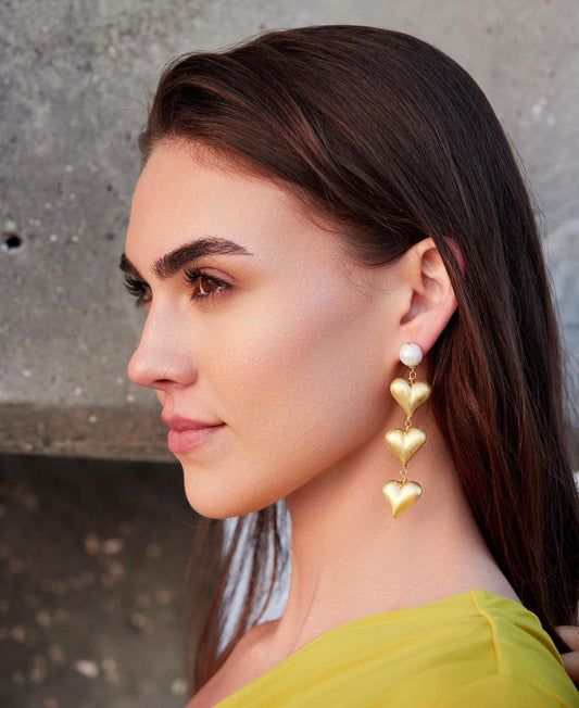 Heart of Gold Statement Studs - Adriana Pappas