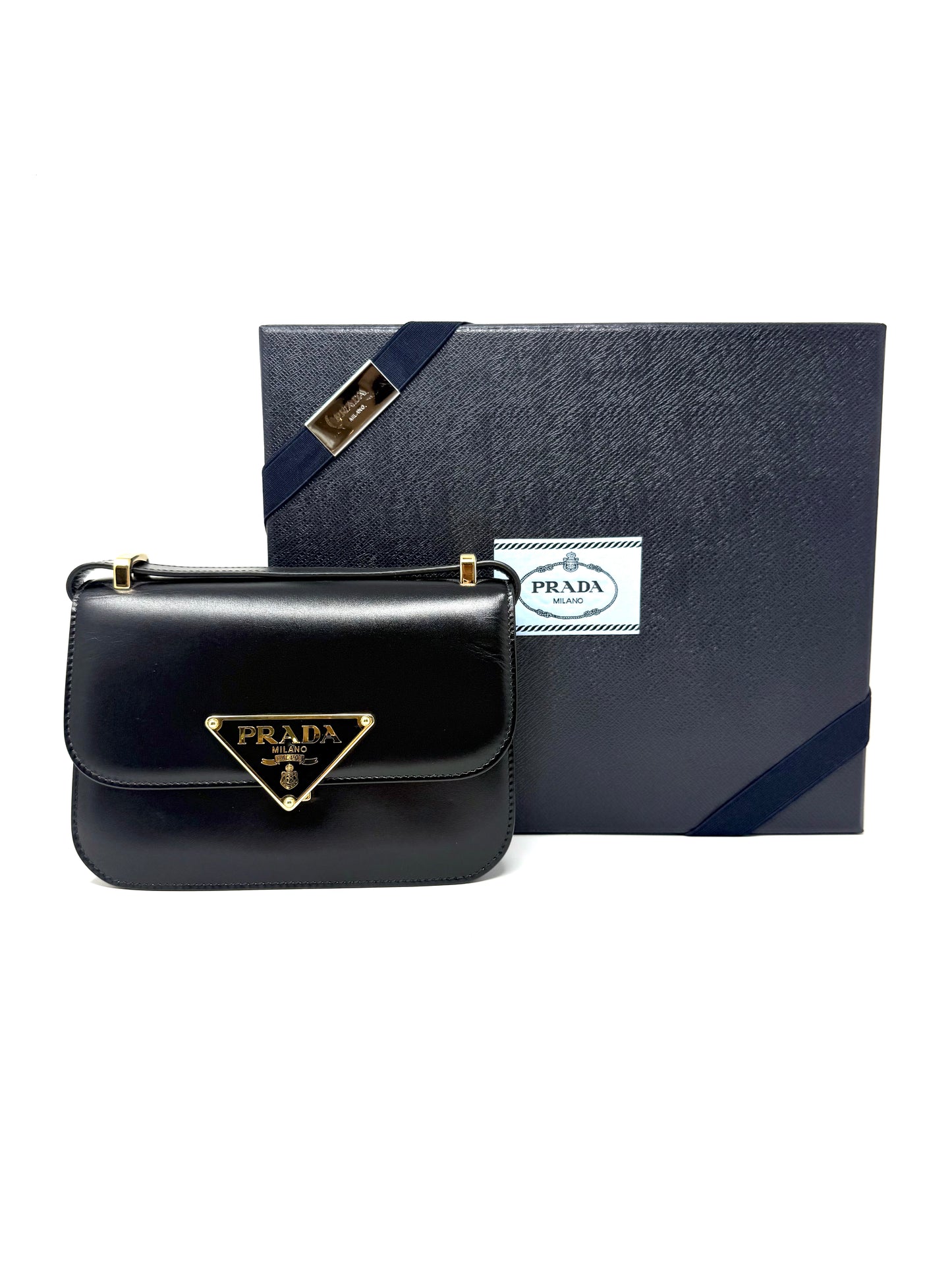 Embleme Shoulder Bag Black - Prada