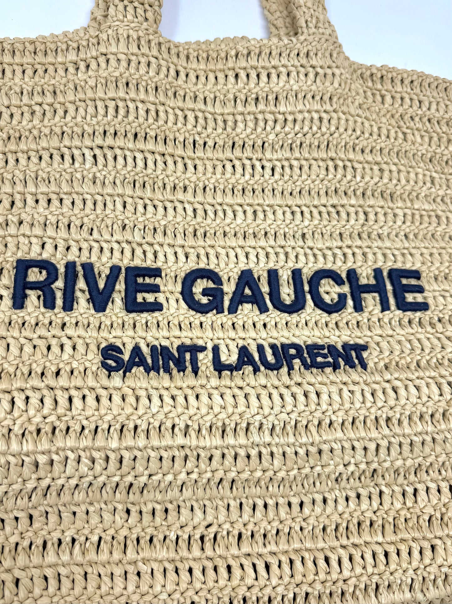 Rive Gauche Raffia Tote Bag Neutrals - Saint Laurent