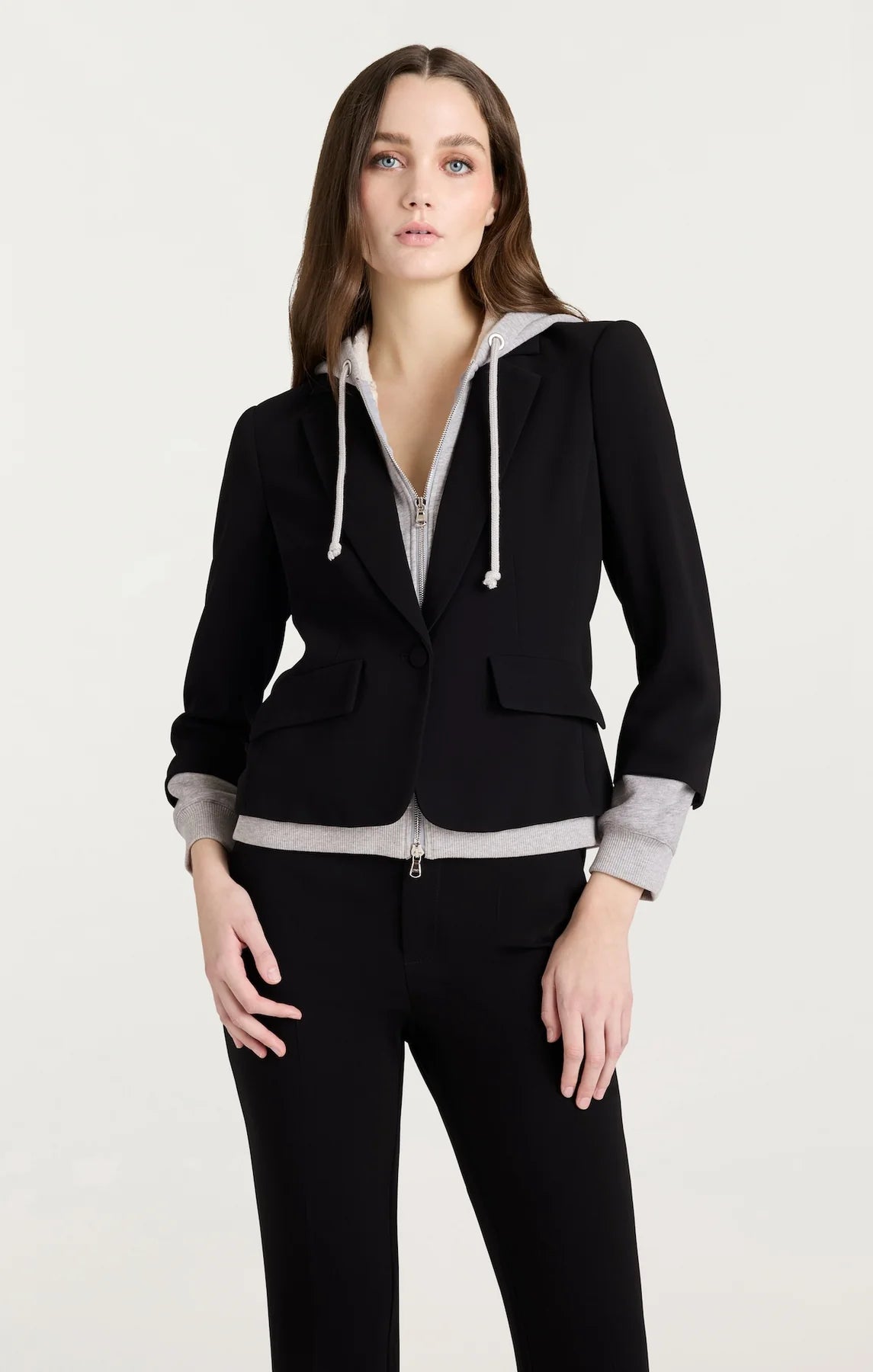 Zip Up Le Petit Khloe Blazer Black/Heather Grey - Cinq à Sept
