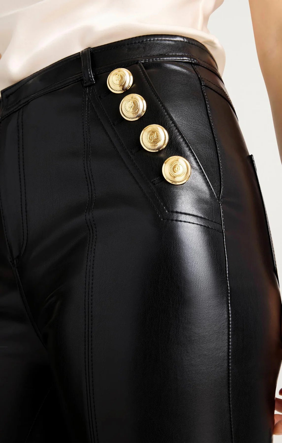 Vegan Leather Cropped Suzette Pant Black - Cinq à Sept