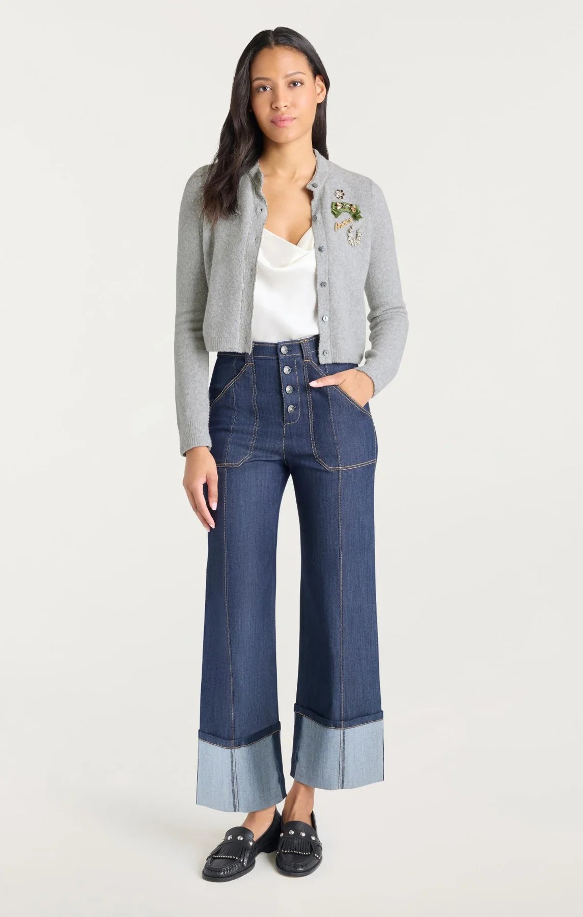 Allura Cardigan Light Heather Grey/Clear - Cinq à Sept