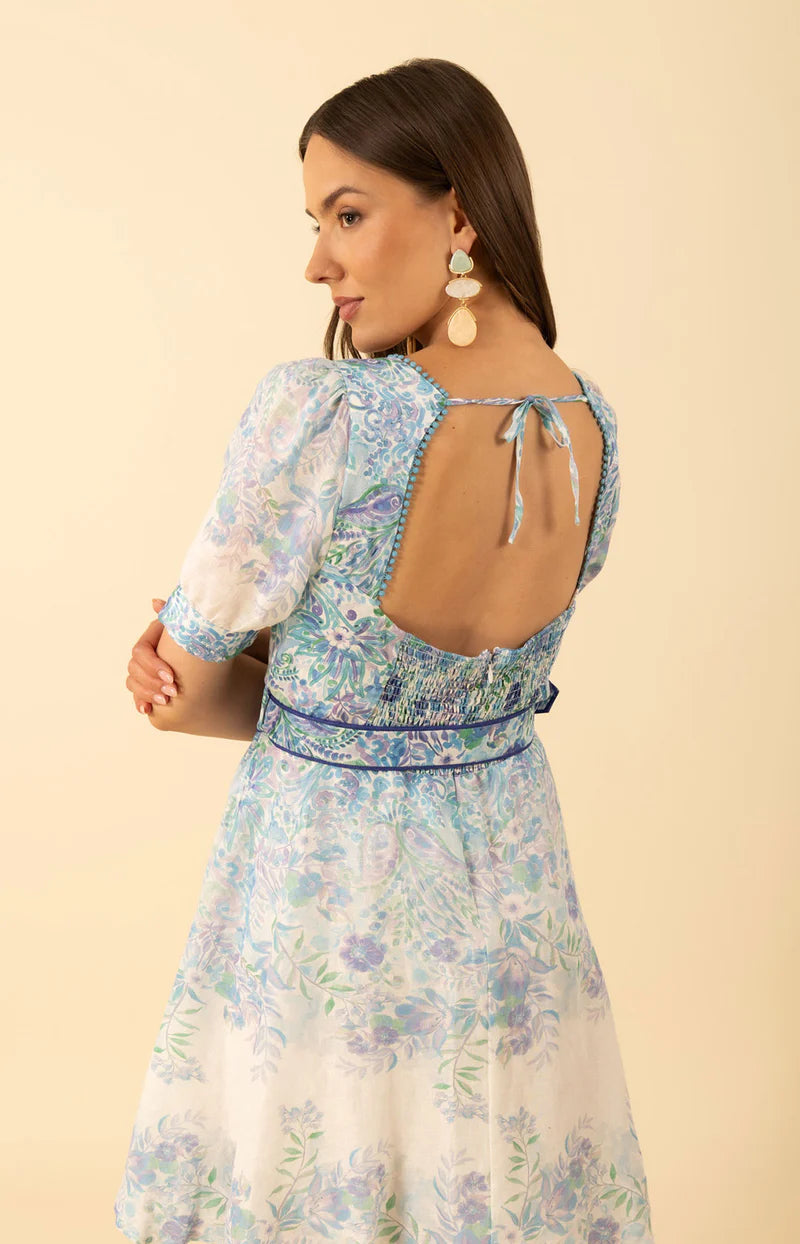 Kara Linen Dress Blue - Hale Bob