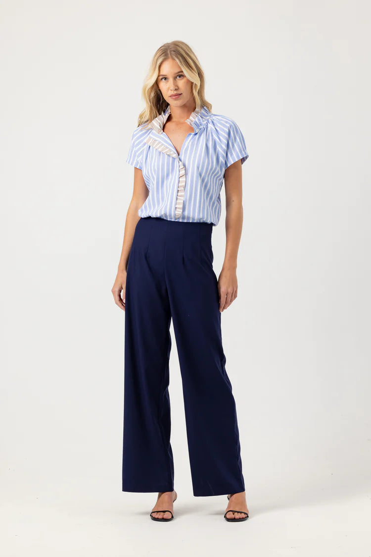 Leah Shirt Blue Italian Stripe - Sundays