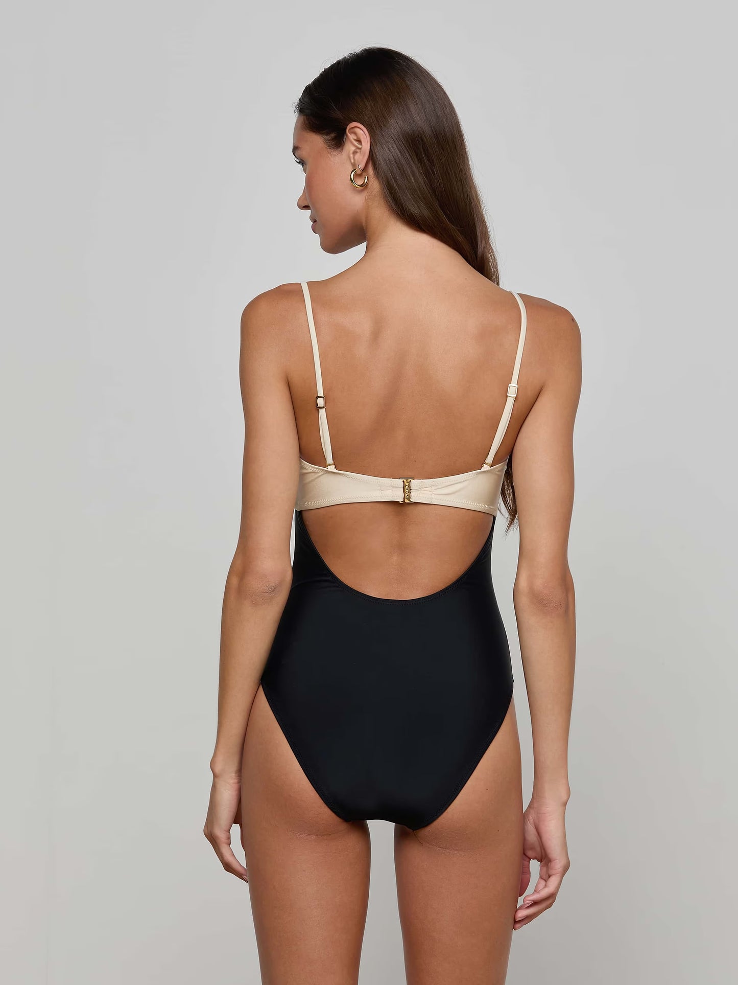Emilia Bandeau One-Piece Swimsuit Black/White - L'AGENCE