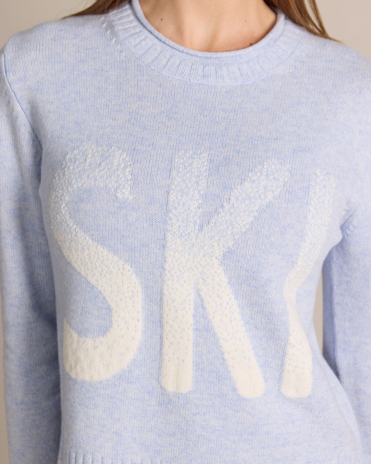 Merino Ski Snowfall Crew Sweater Blue Mist - Alashan