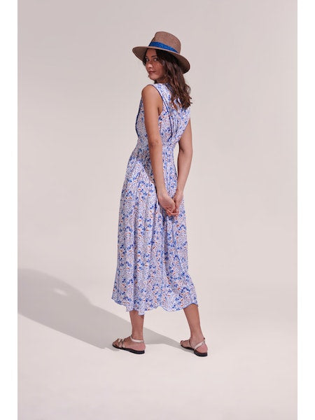Agnes Long Dress Sky Mini Jonquille - Poupette St. Barth