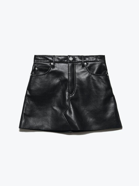 straight-cut faux-leather skirt, Norma Kamali