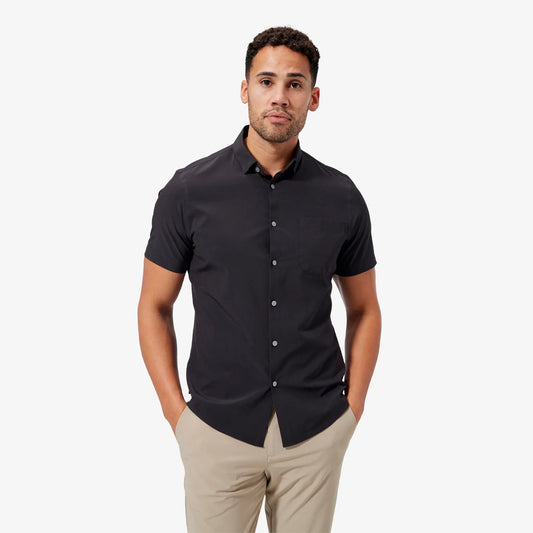 Leeward Short Sleeve Shirt Black Solid - Mizzen + Main