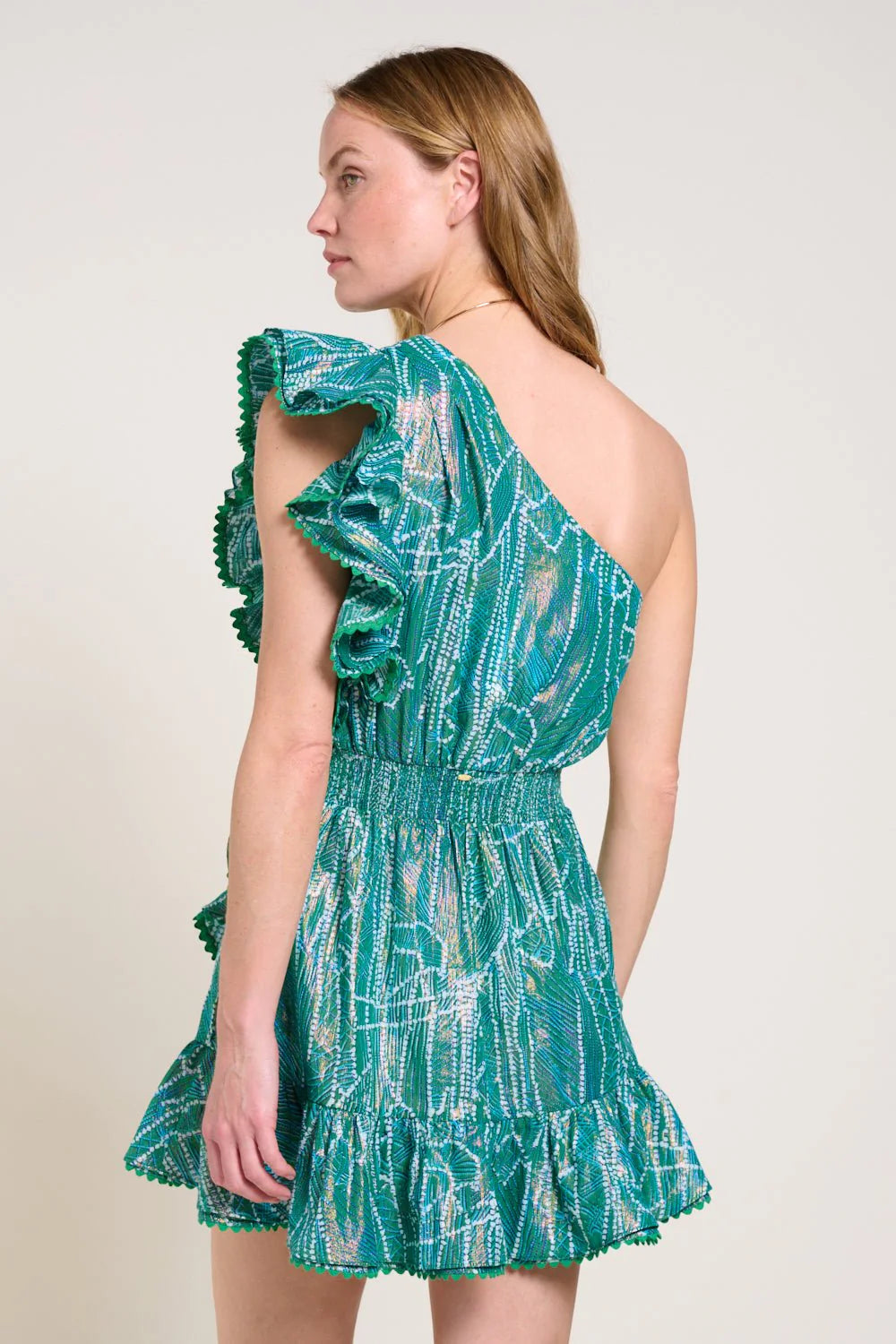 Corinne Mini Dress Green Akoya - Poupette St Barth