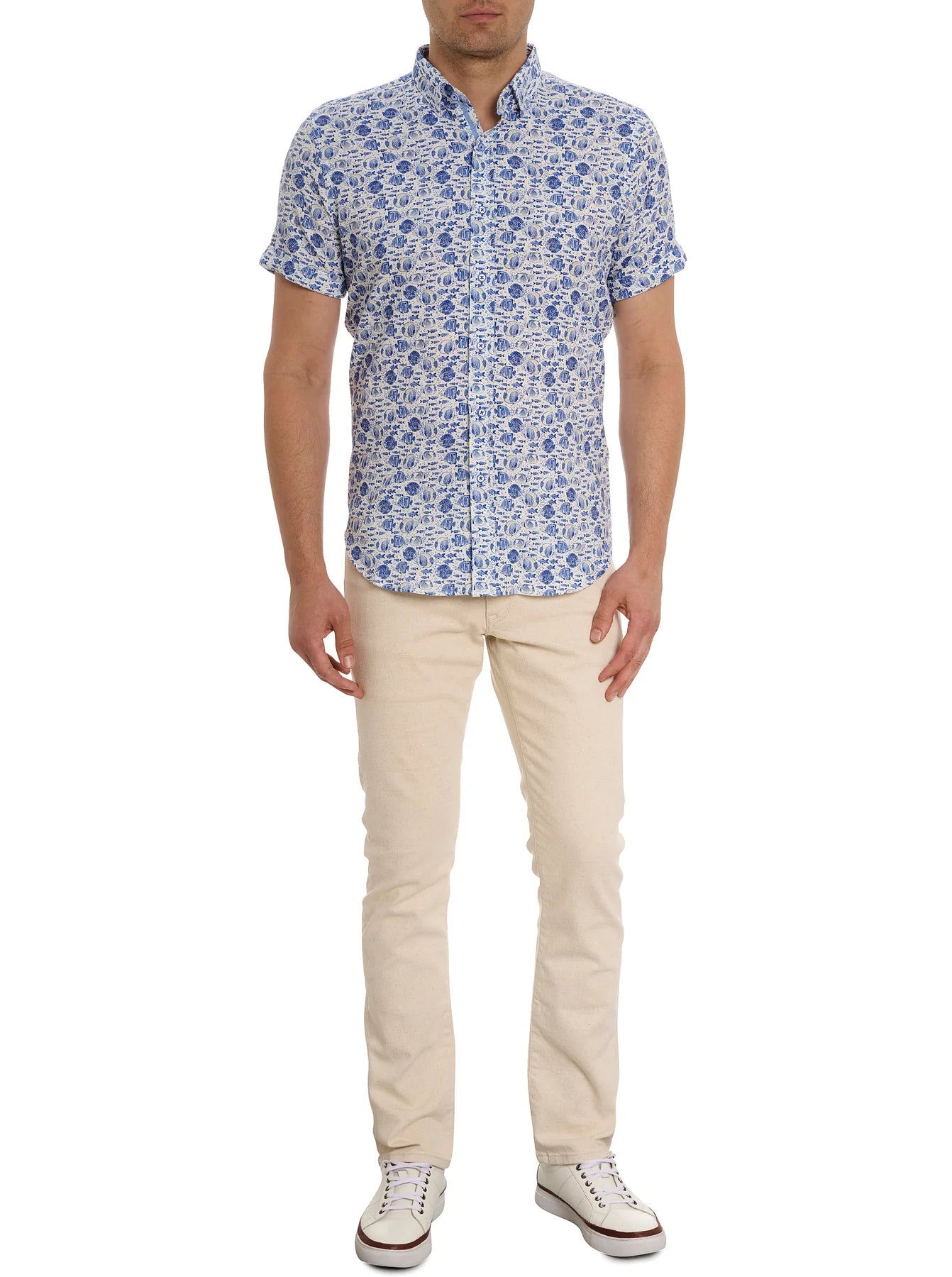 Fenwick Short Sleeve Button Down Blue - Robert Graham
