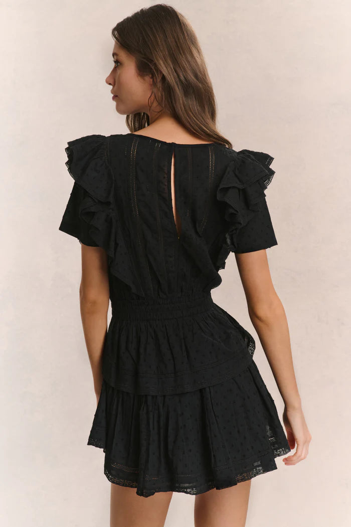 Natasha Heritage Mini Dress Black - LoveShackFancy