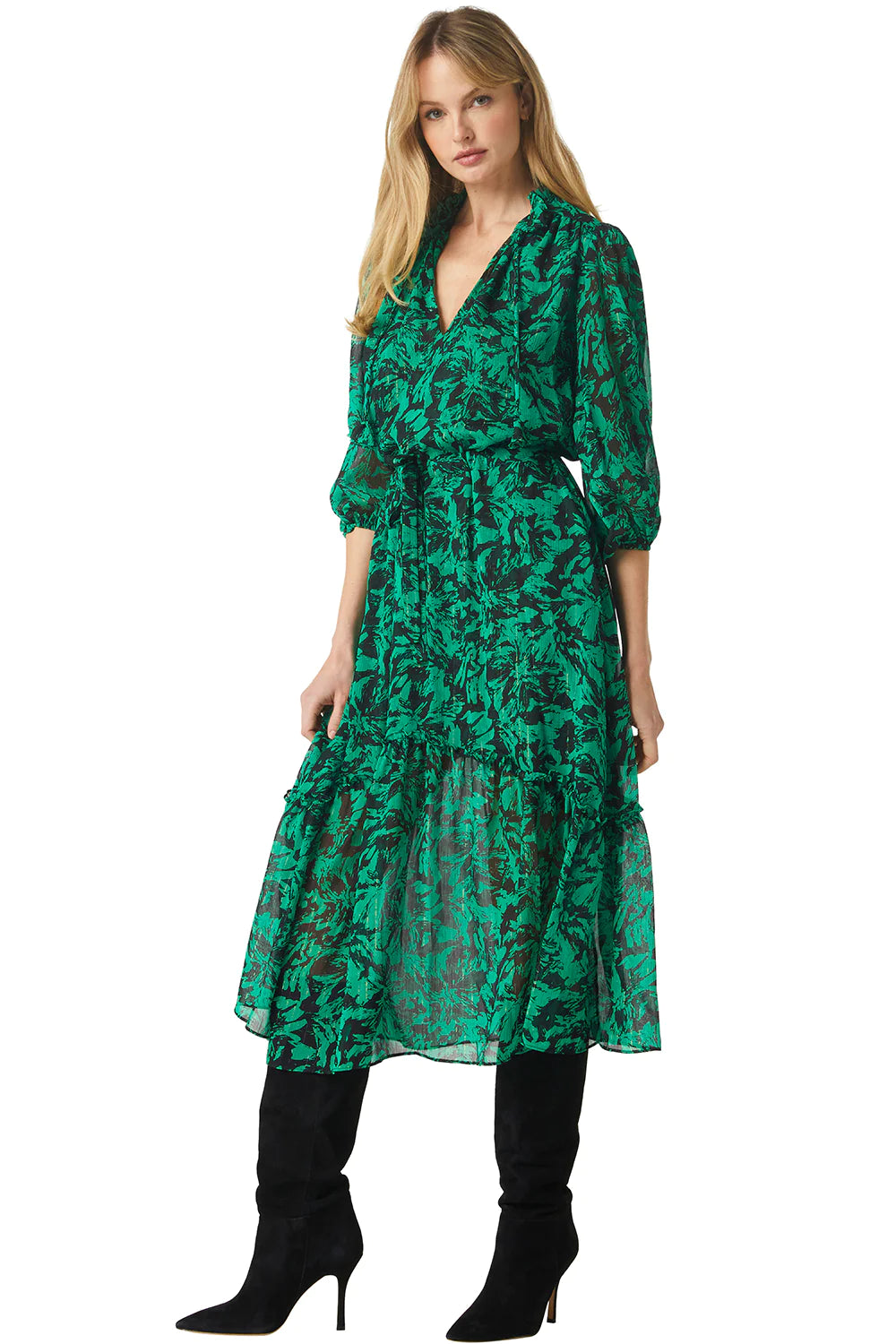 Olivia Dress Emerald Abstract - MISA