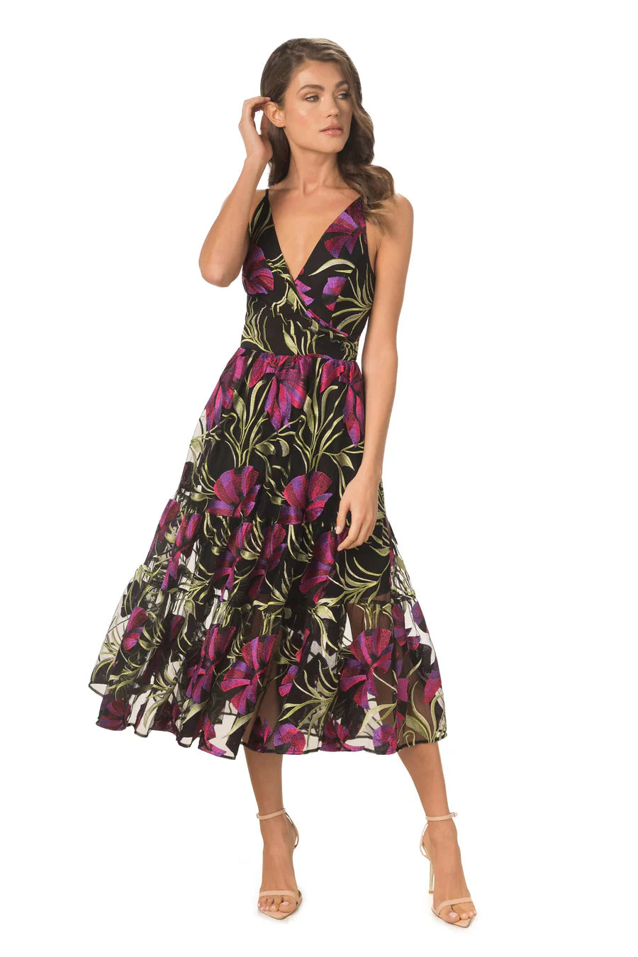 Dress The Population - Paulette Midi Dress Bright Magenta Dress The Population - Paulette Midi Dress Bright Magenta