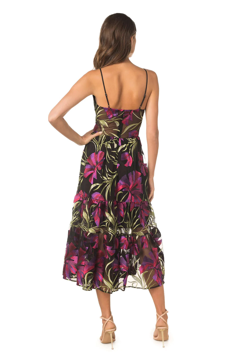 Paulette Midi Dress Bright Magenta - Dress The Population