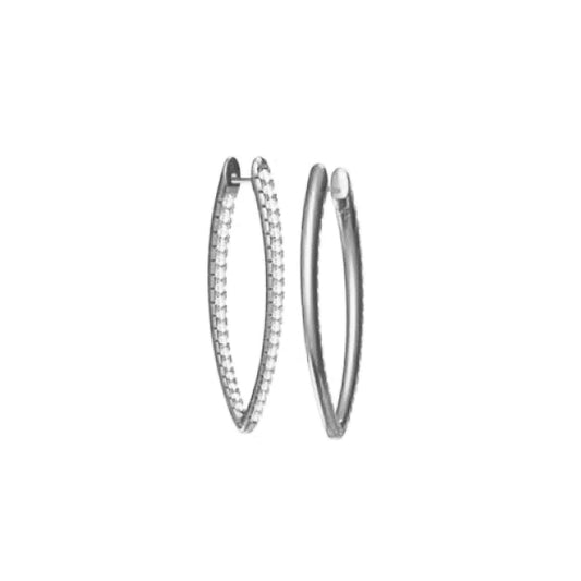 Crystal Pave Hoops Silver - Adriana Pappas Designs