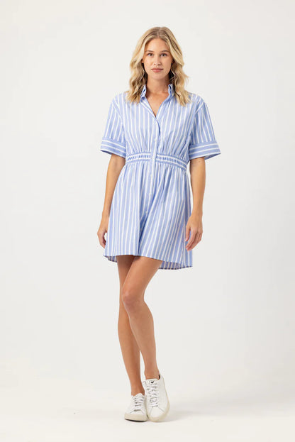 Romi Dress Blue Italian Stripe - Sundays