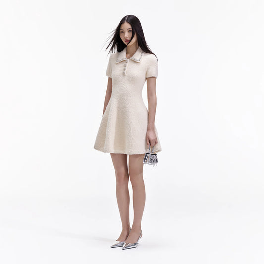Soft Knit Mini Dress Cream - Self-Portrait