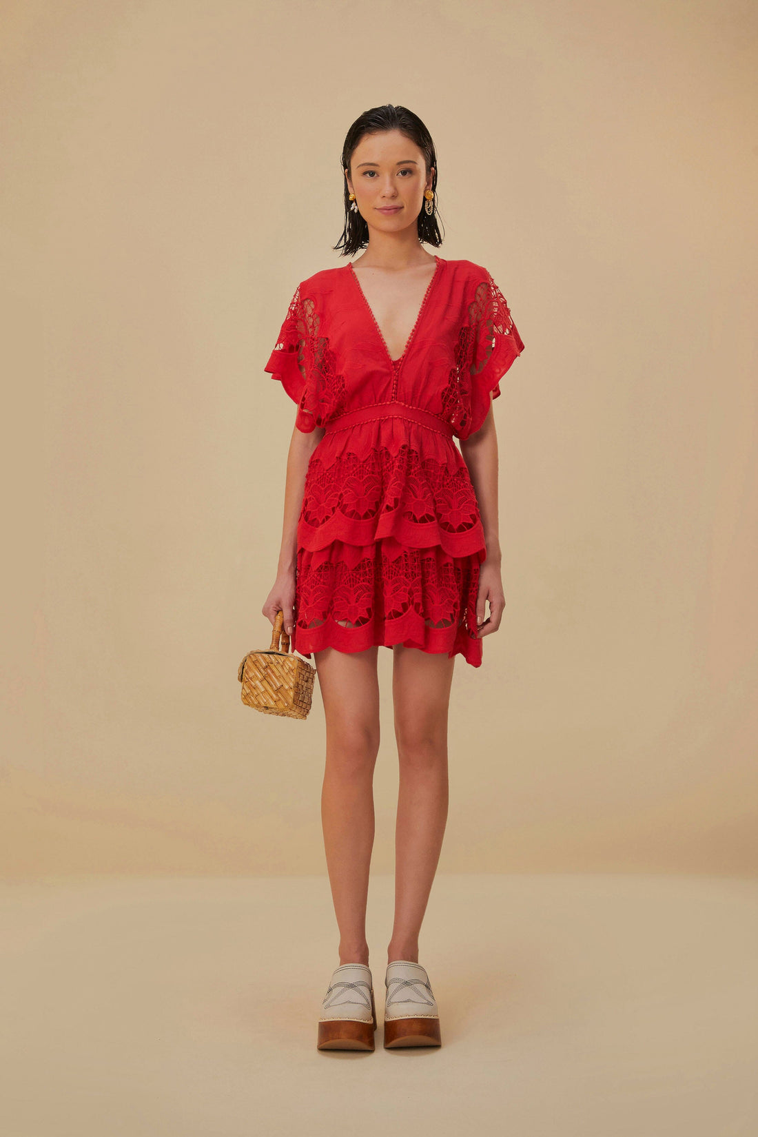 Richelieu Mini Dress Red - Farm Rio Richelieu Mini Dress Red - Farm Rio