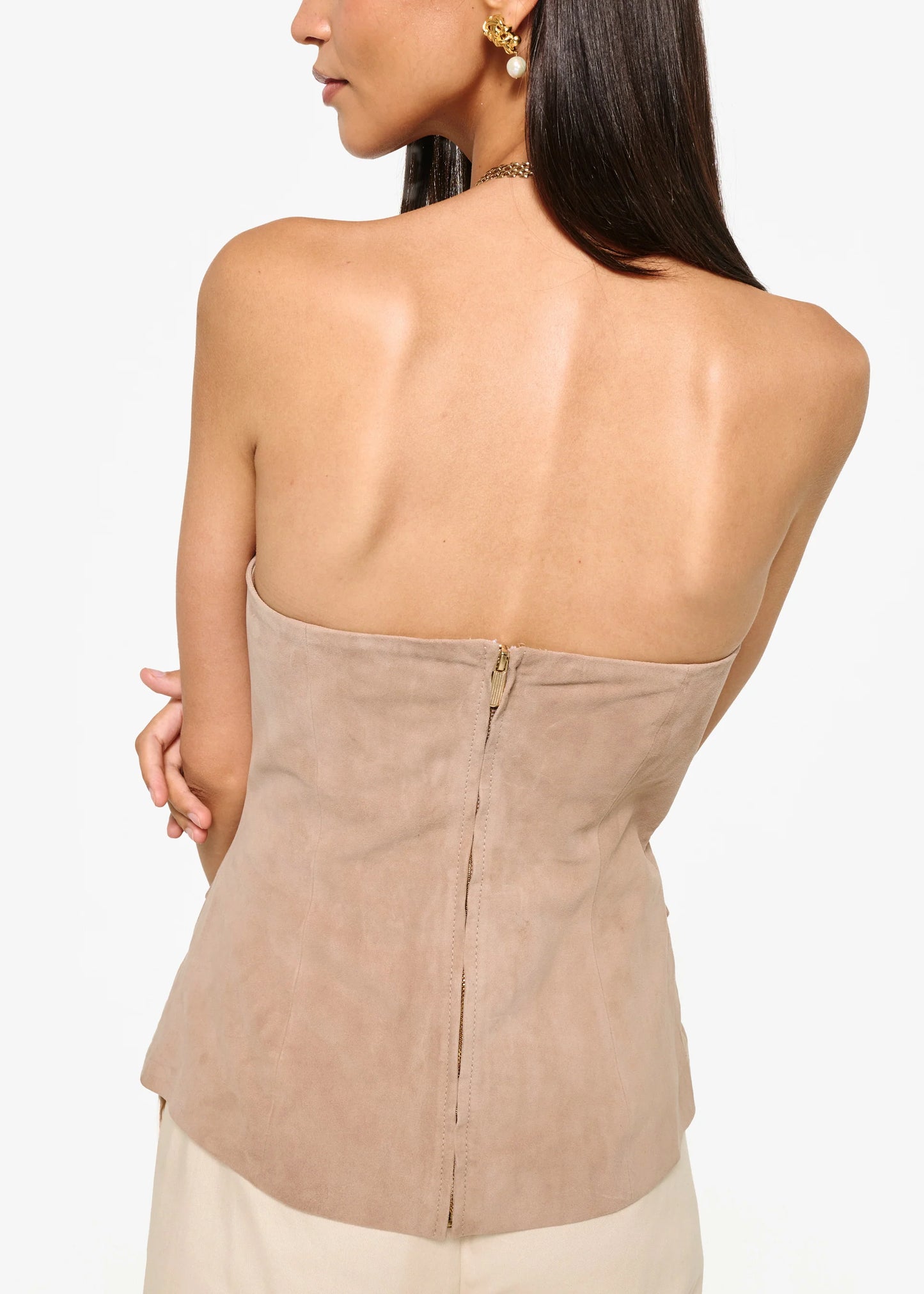 Zamora Strapless Suede Corset Incense - CAMI NYC