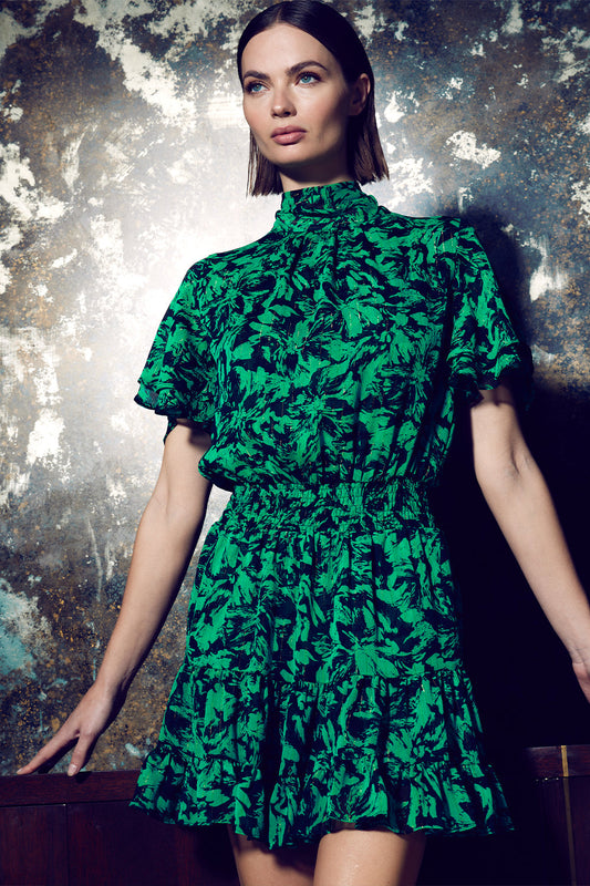Saffie Dress Emerald Abstract - MISA