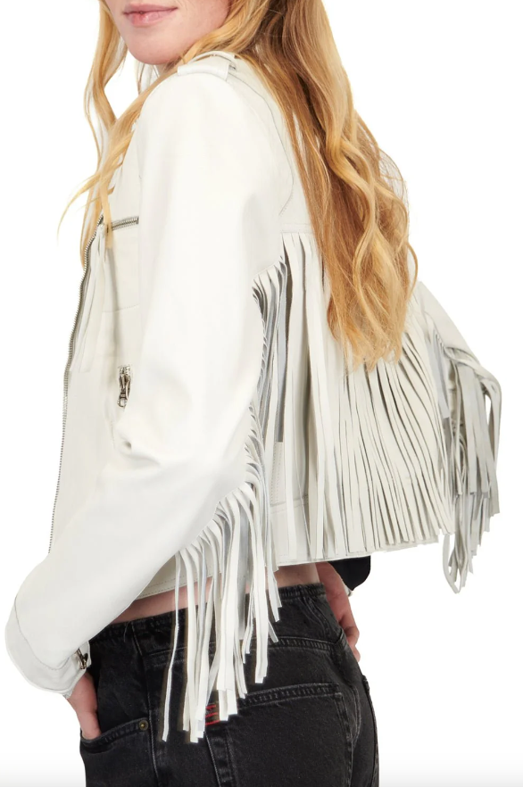 Tina Washed Leather Jacket White - Jakett