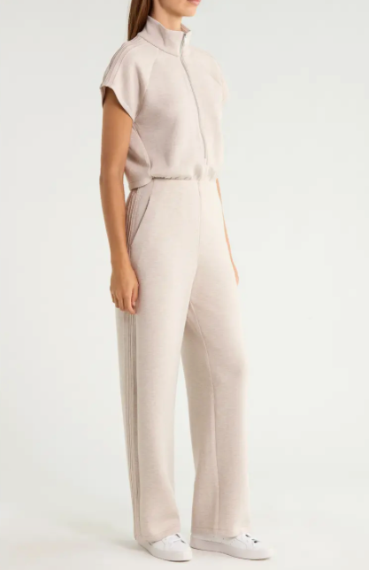 Airessentials Pintuck Half Zip Jumpsuit Bone Heather - SPANX