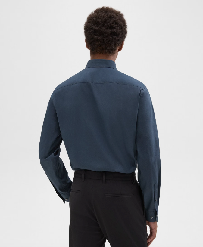 Sylvain Structure Knit Tailored Shirt Deep Sea Blue - Theory Men