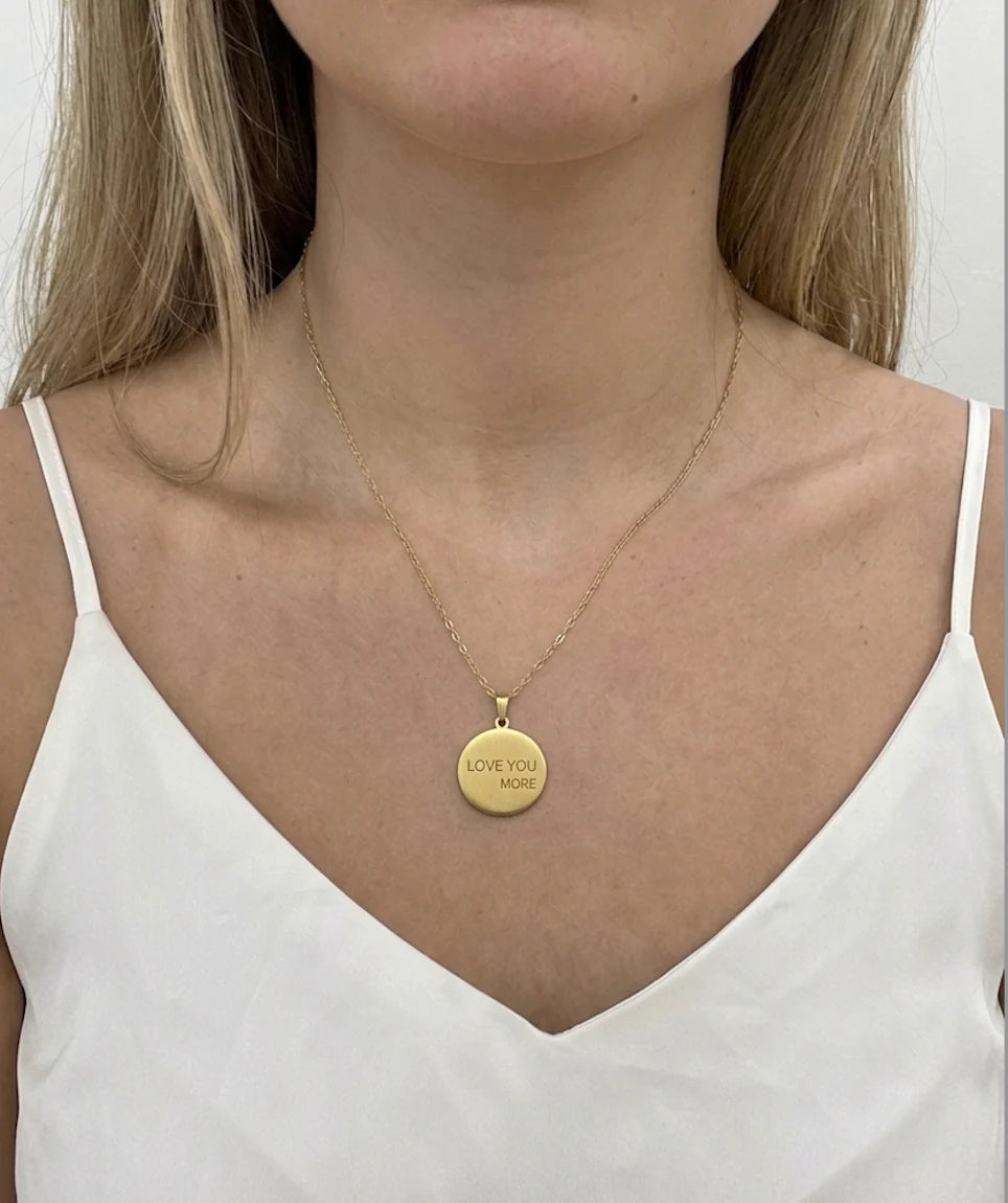 Love You More Coin Necklace Gold - Love You More