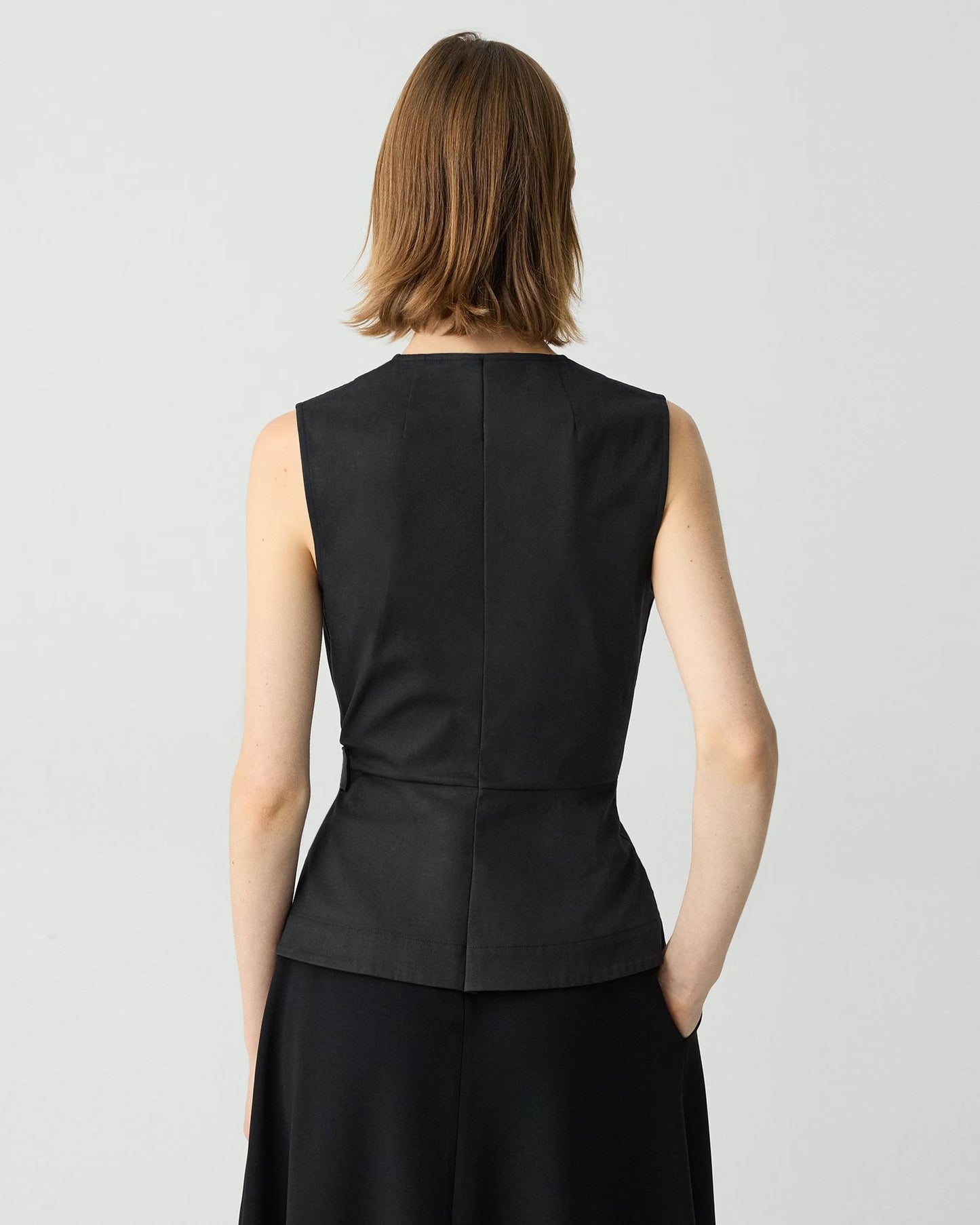 Sleeveless Wrap Top Cotton Chino Black - Theory Women