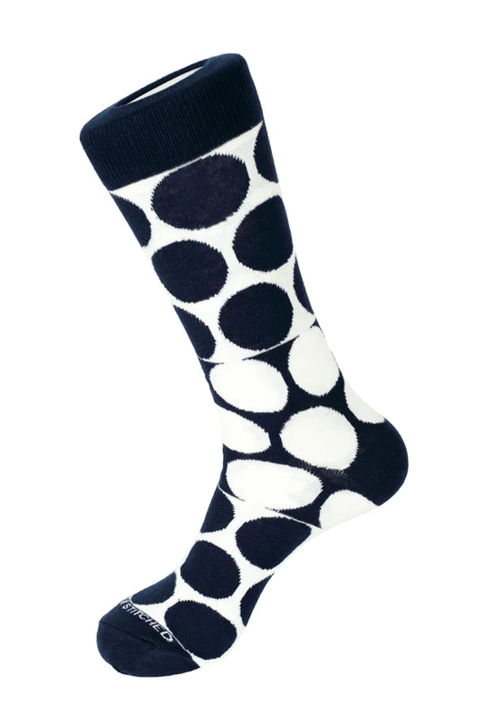Inverted Dot Crew Socks Blue White - Unsimply Stitched