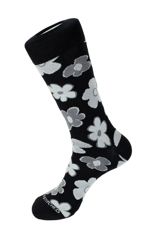 Flower Crew Socks Black