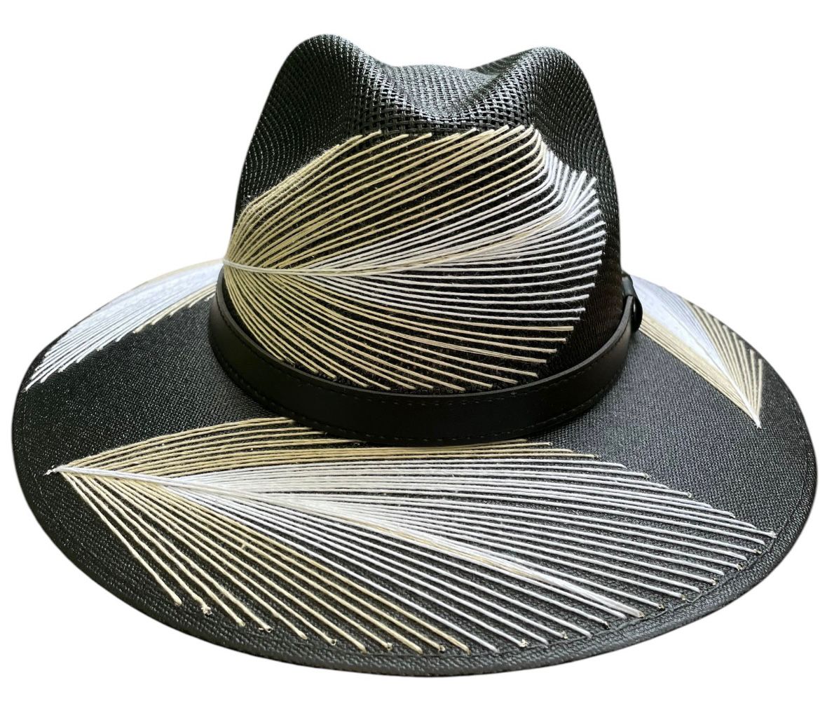Pluma Embroidered Hat Black/Nude - Chisme Lifestyle