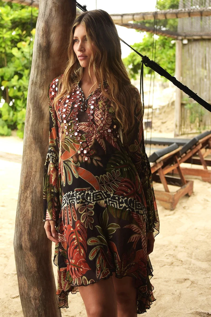 Ximena Short Kaftan Black - Miss June