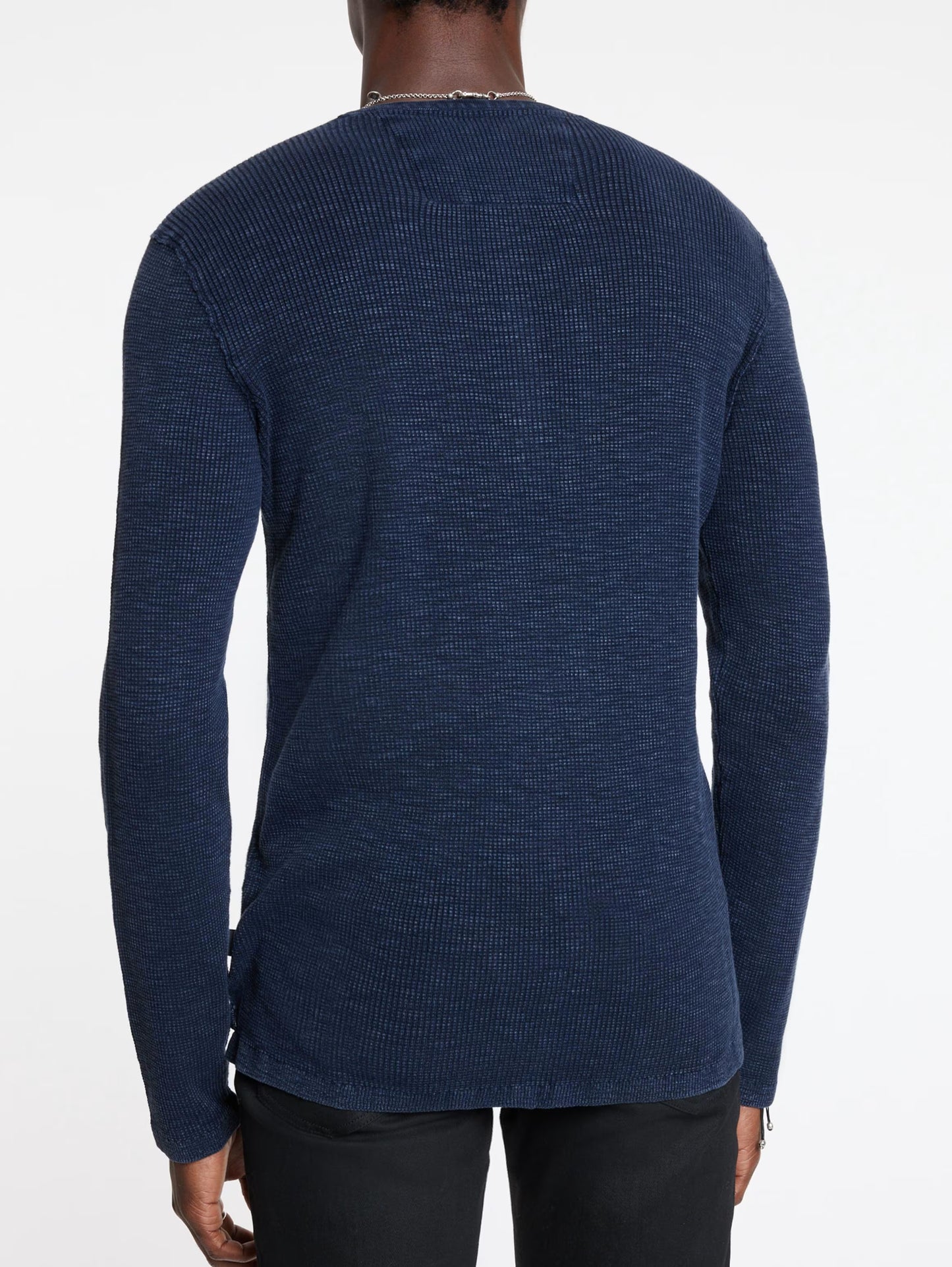 Memphis Waffle Henley Navy - John Varvatos