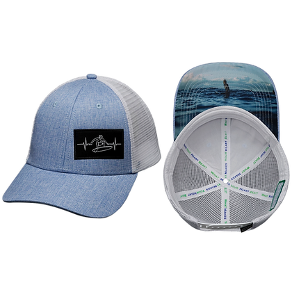 Surf 6 Panel Shallow Fit Hat Light Blue/White - The Heartbeat Brand