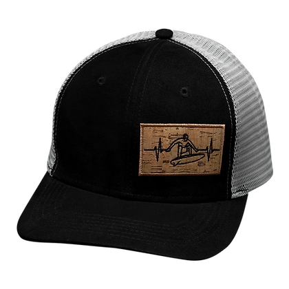 Surf 6 Panel Suede Hat Black/Gray - The Heartbeat Brand