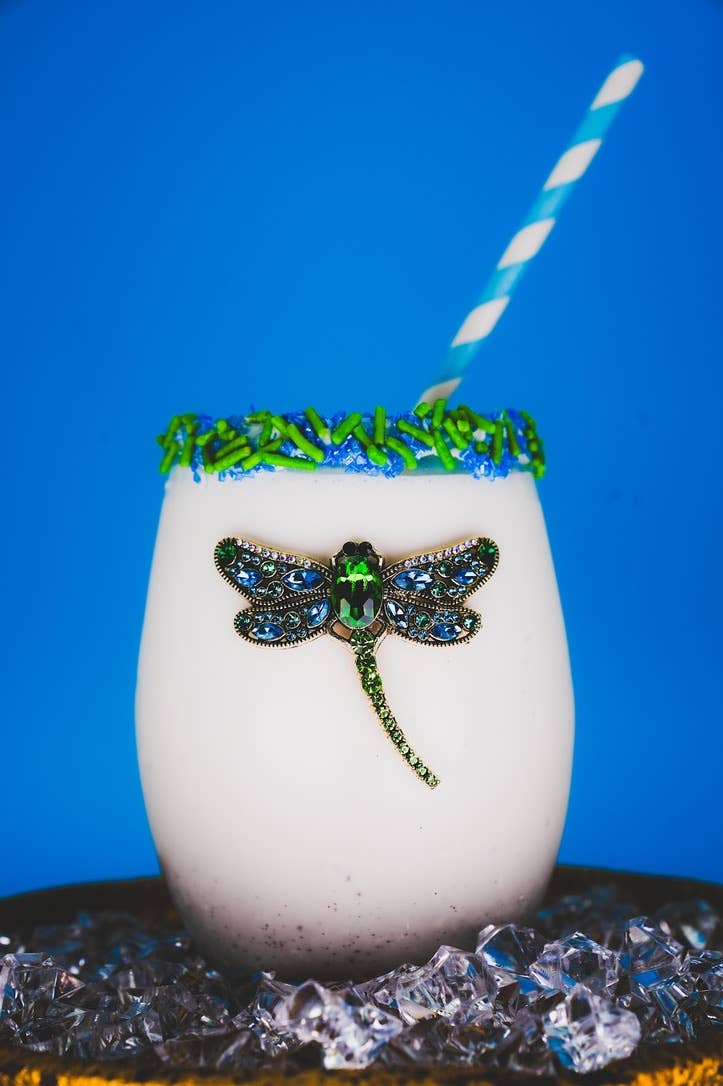 Dragonfly Jeweled Stemless Wine Glass - The Queens Jewels