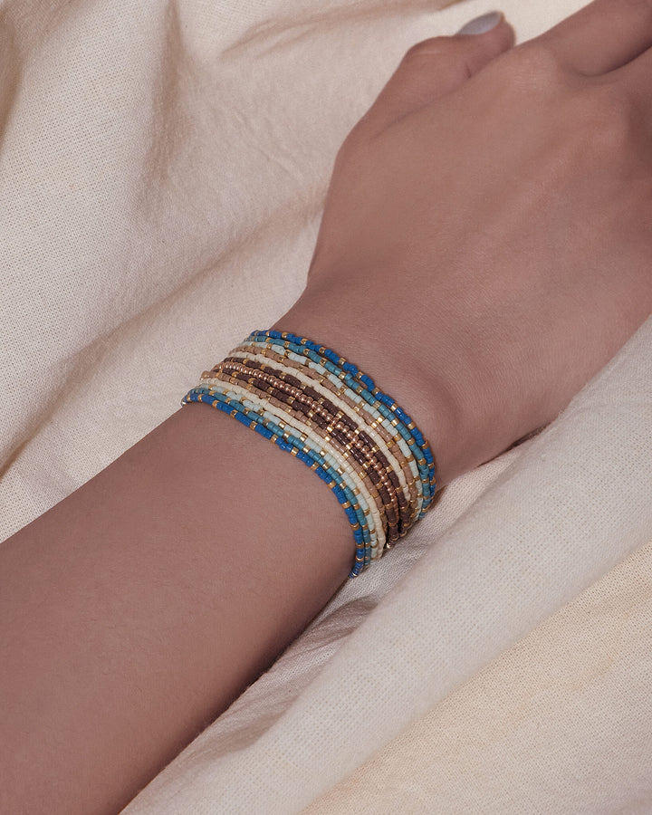Beaded Handwoven Chudi Multistrand Bracelet Blue - Mayana Designs