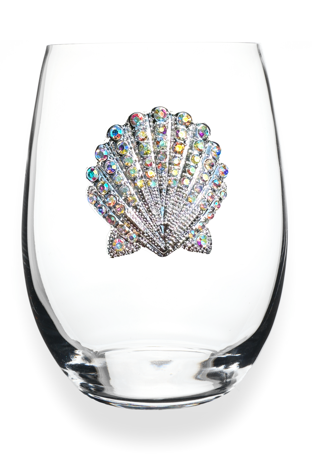 Seashell Jeweled Stemless Wine Glass - The Queens Jewels
