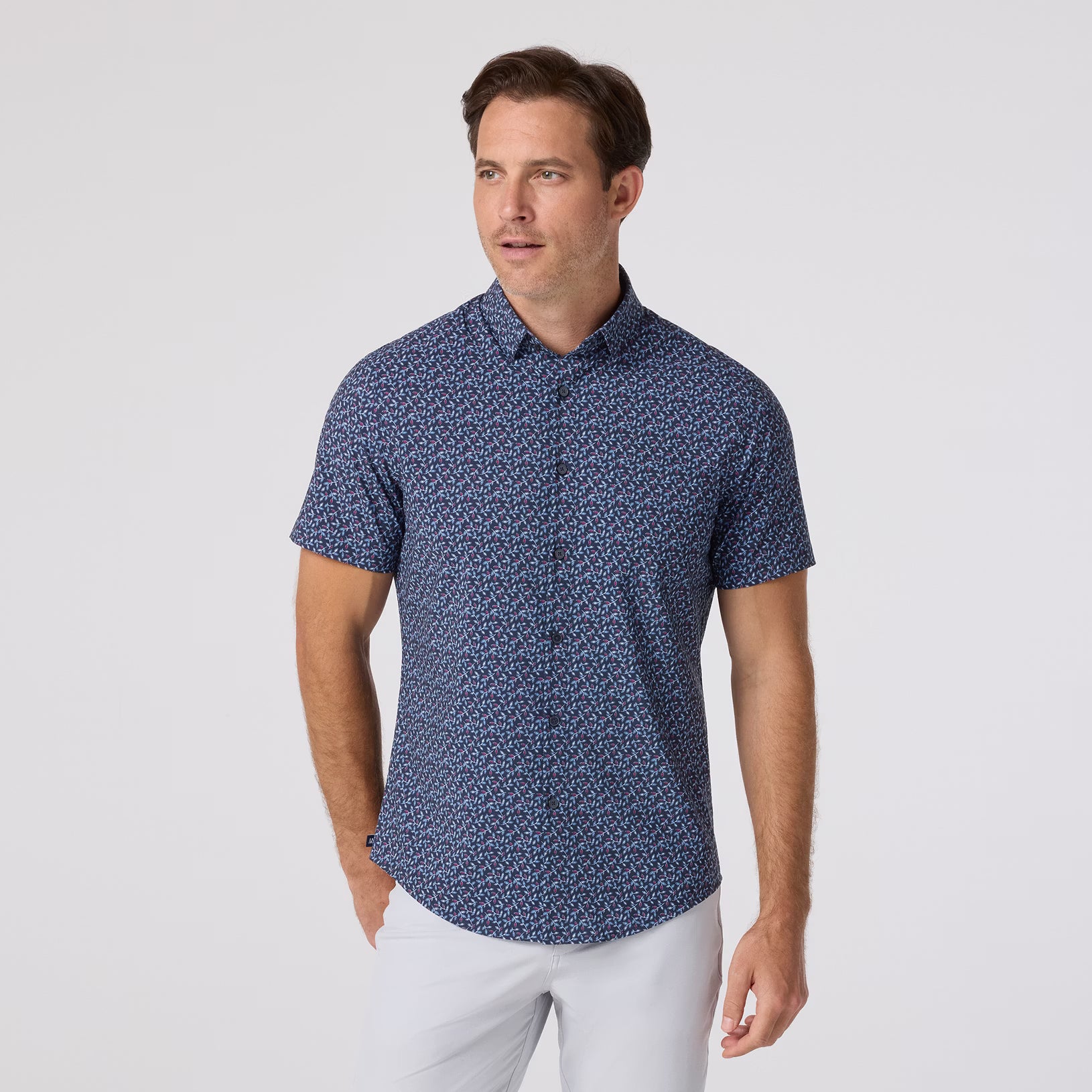 Leeward Short Sleeve Navy Vine Leaf Leeward Short Sleeve Navy Vine Leaf