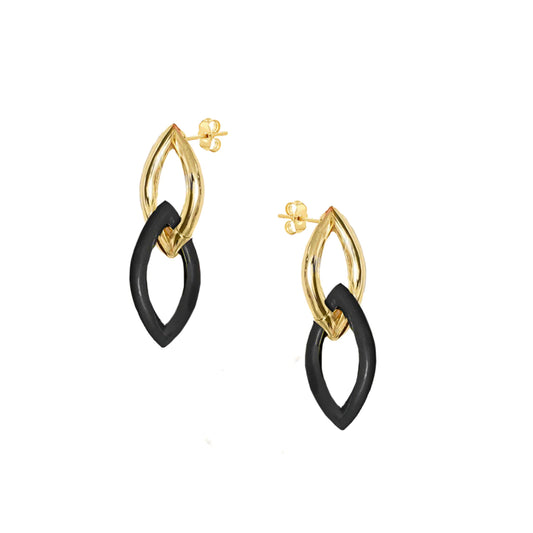 Enamel Link Earrings Black - Adriana Pappas Designs